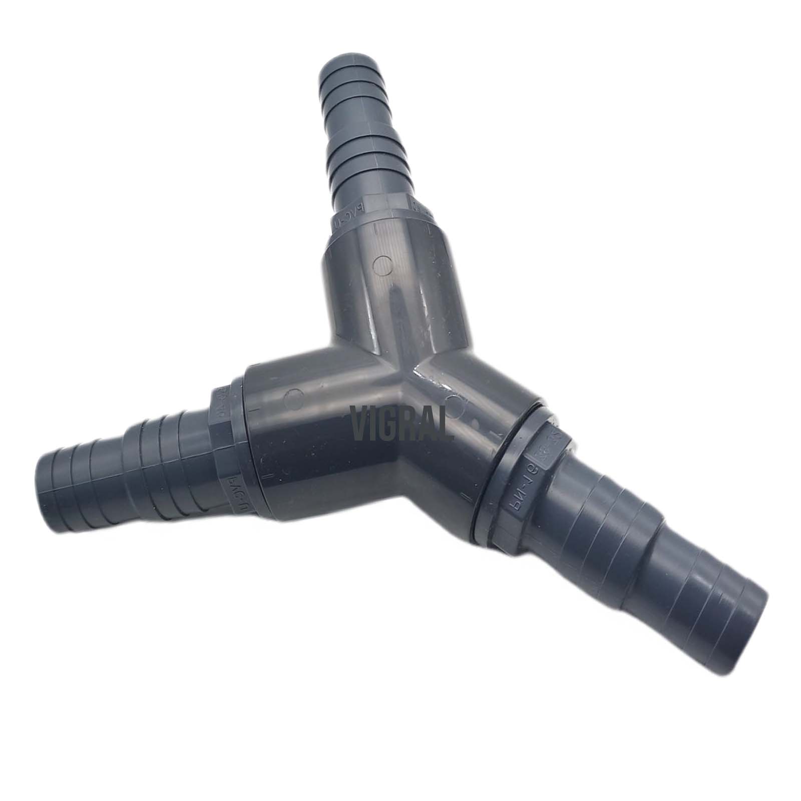 32 / 38 mm PVC PROFI Y-Stück 45° Schlauch Verbinder Stutzen Tülle Pool Teich Garten - PN 10 bar - Montage-Set