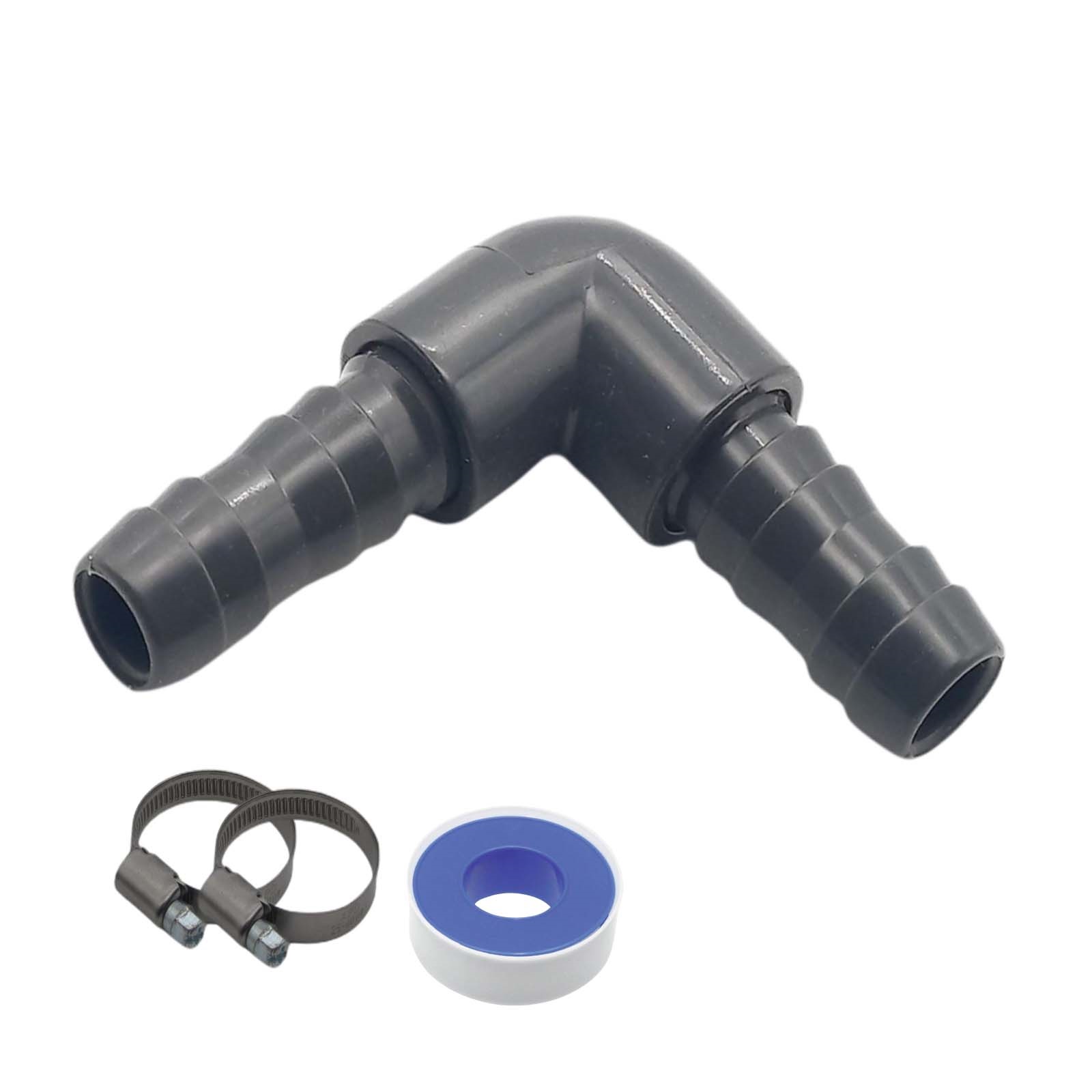 16 mm PVC PROFI Winkel 90° Schlauch Verbinder Stutzen Tülle Pool Teich Garten - PN 10 bar - Montage-Set