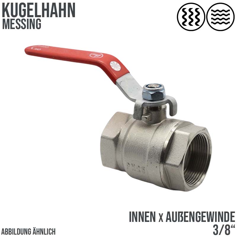 3/8" DN 10 Kugelhahn voller Durchgang Messing Innen x Außengewinde - PN 25 bar