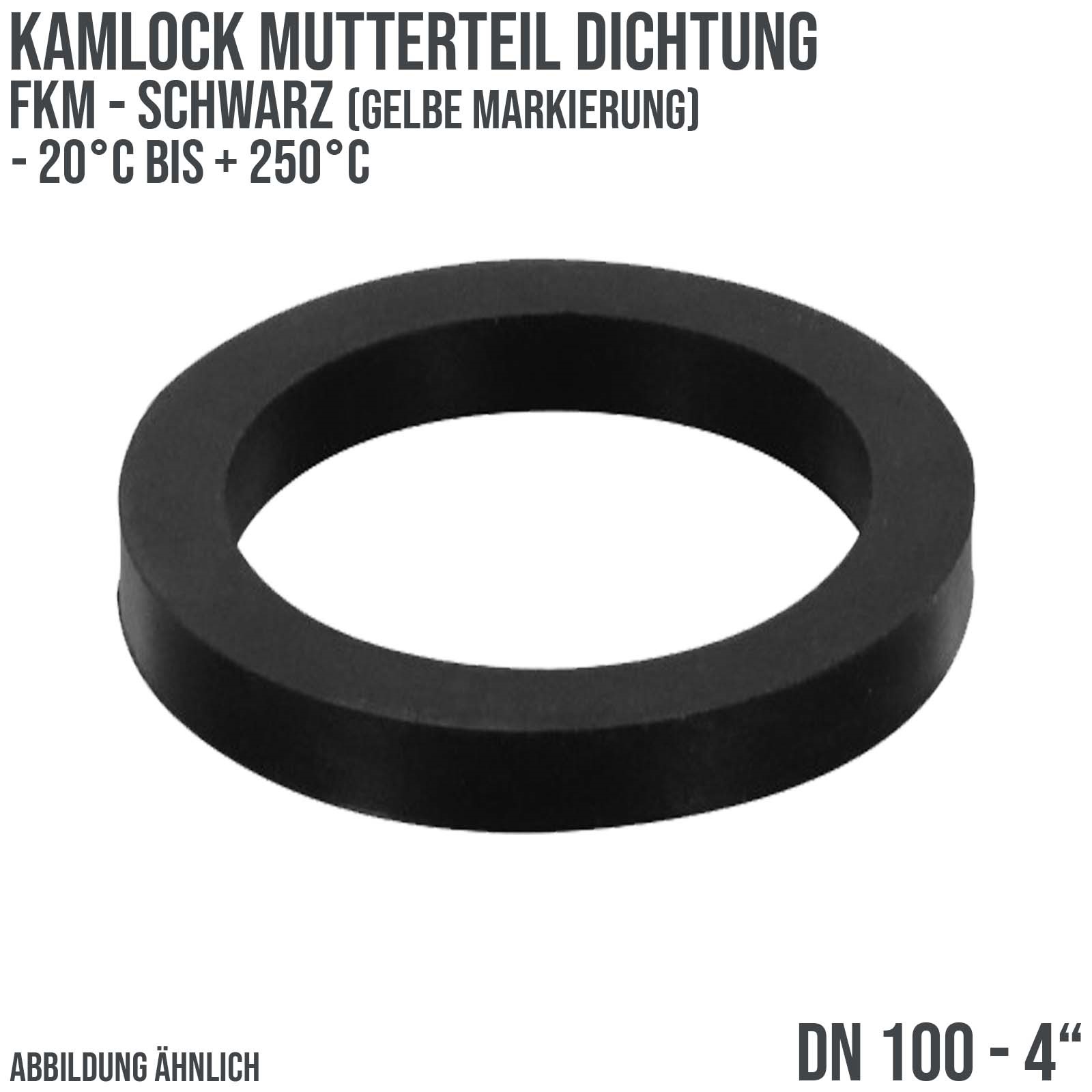 4" Zoll Kamlock Dichtung Mutterteil Kupplung schwarz/gelb DN 100