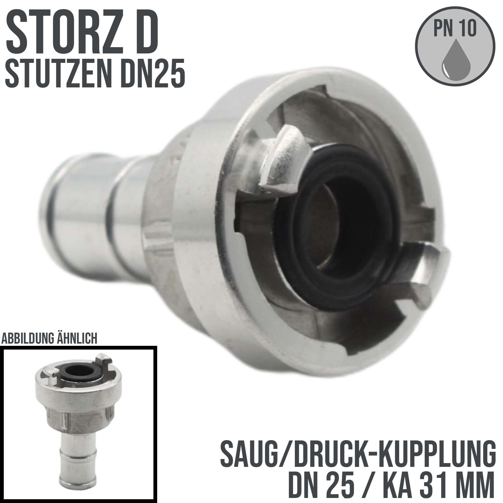 STORZ D DN25 KA31 Saug Kupplung -> Stutzen Tülle DN25 KA31 Bau Feuerwehr Schlauch PN 10 bar