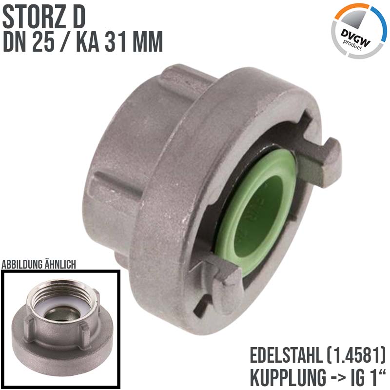 STORZ D DN 25 KA 31 V4A Kupplung Innengewinde IG 1" Saug Bau Feuerwehr Schlauch KTW FKM - PN 16 bar