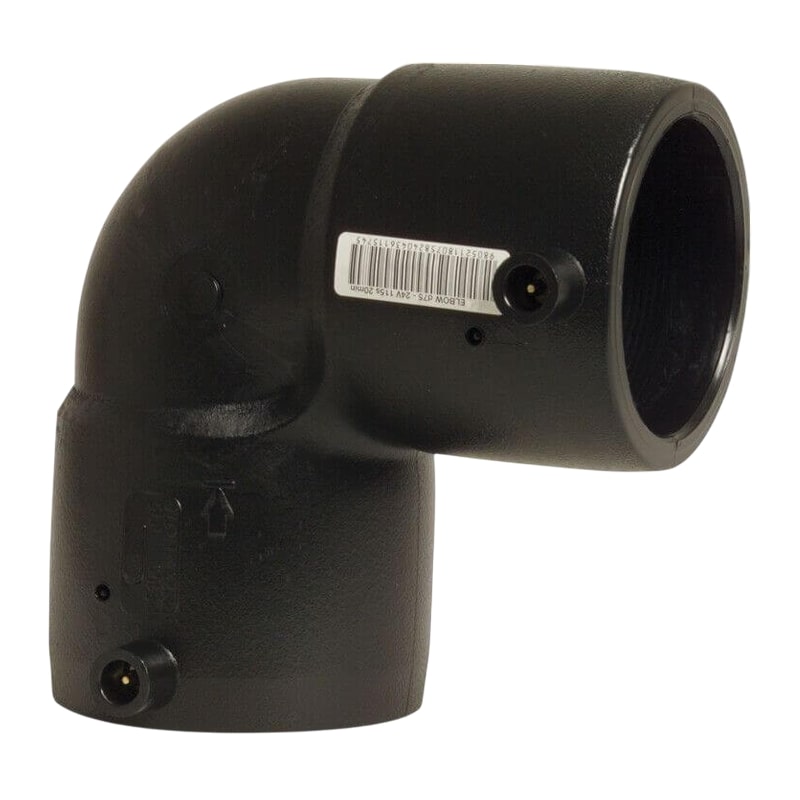 110 mm PE 100 Elektro Schweiß Fitting Winkel 90° Muffe SDR 11 DVGW 24 VAC schwarz