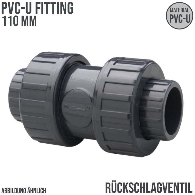 110 mm PVC Rückschlag Ventil federbelastet Klebe Muffe grau - PN 10 bar