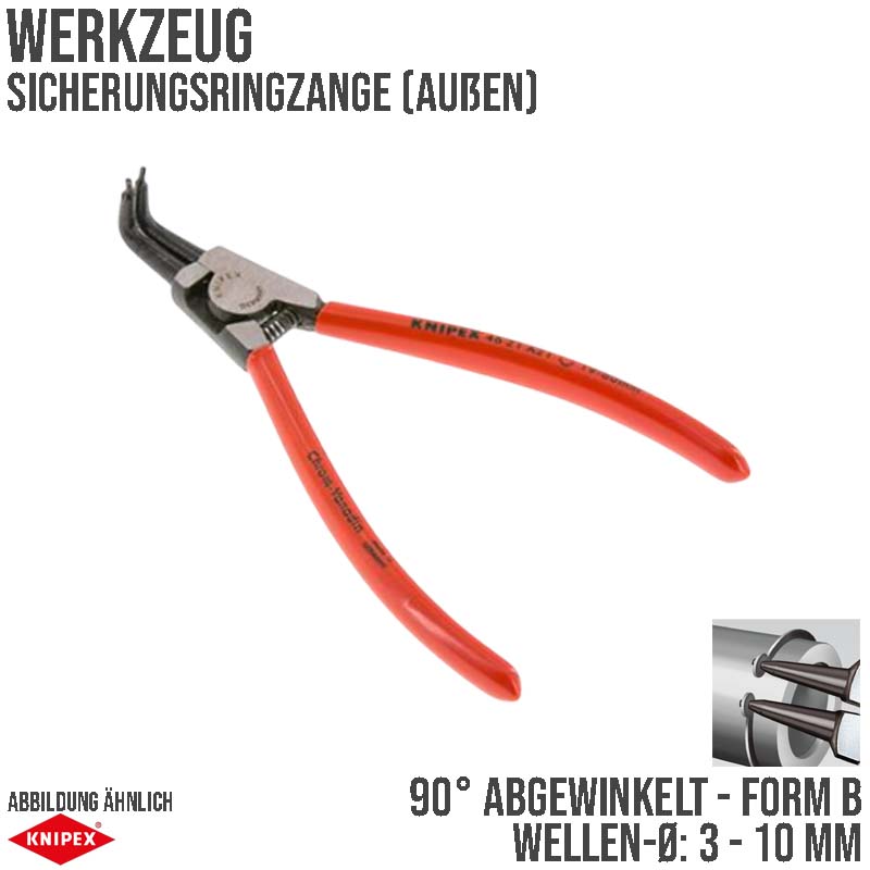 125 mm Sicherungsring Zange außen 90° abgewinkelt Form B - A01  Knipex