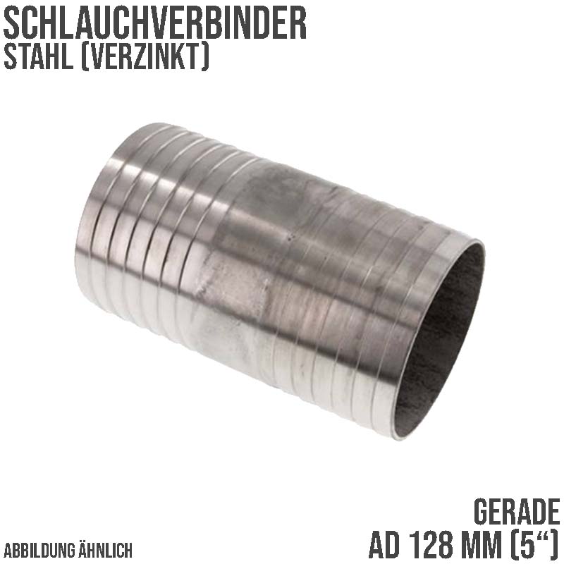 128 mm 5" Stahl Schlauch Verbinder Kupplung Tülle Stutzen massiv PN 10 bar