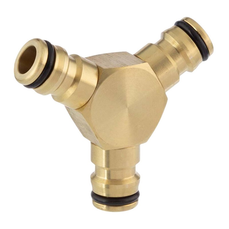 3-fach Schlauch Stecker Verbinder Click-System Quick Connect Messing (Gardena kompatibel)