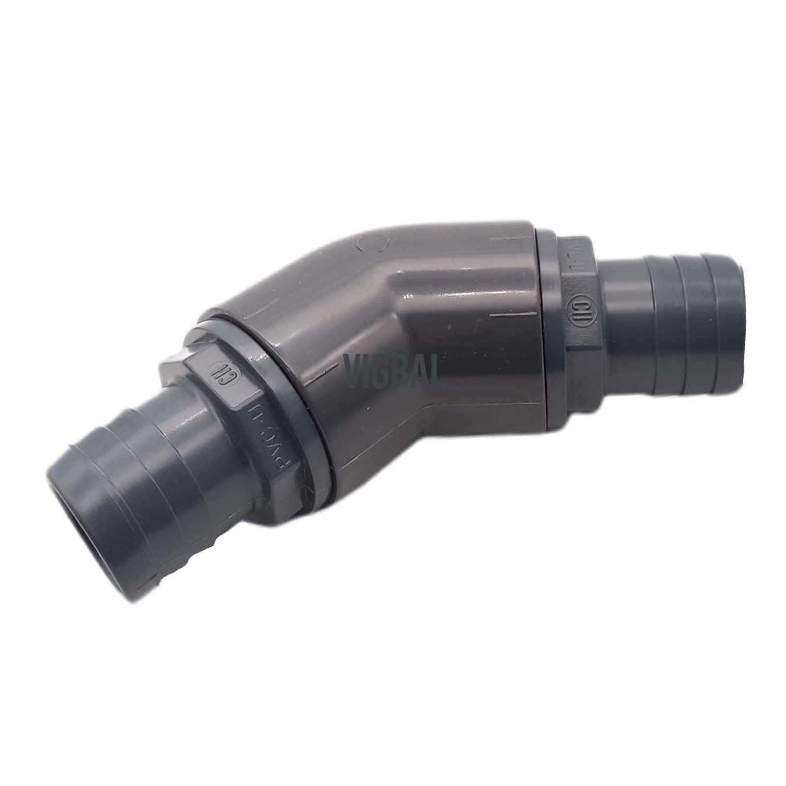 38 mm PVC PROFI Winkel 45° Schlauch Verbinder Stutzen Tülle Pool Teich Garten - PN 10 bar - Montage-Set