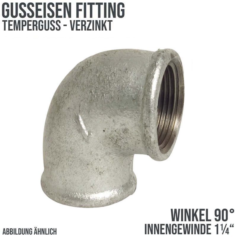 1 1/4" Gusseisen Temperguss Fitting Nr. 90 Winkel 90° Innengewinde IG PN 25 bar