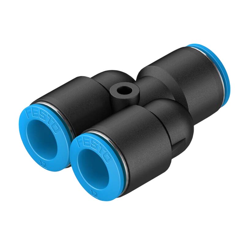 6 mm Pneumatik Schnell Steck Verbinder QS Y-Stück blau/schwarz QS-4 (153032) - PN 14 bar