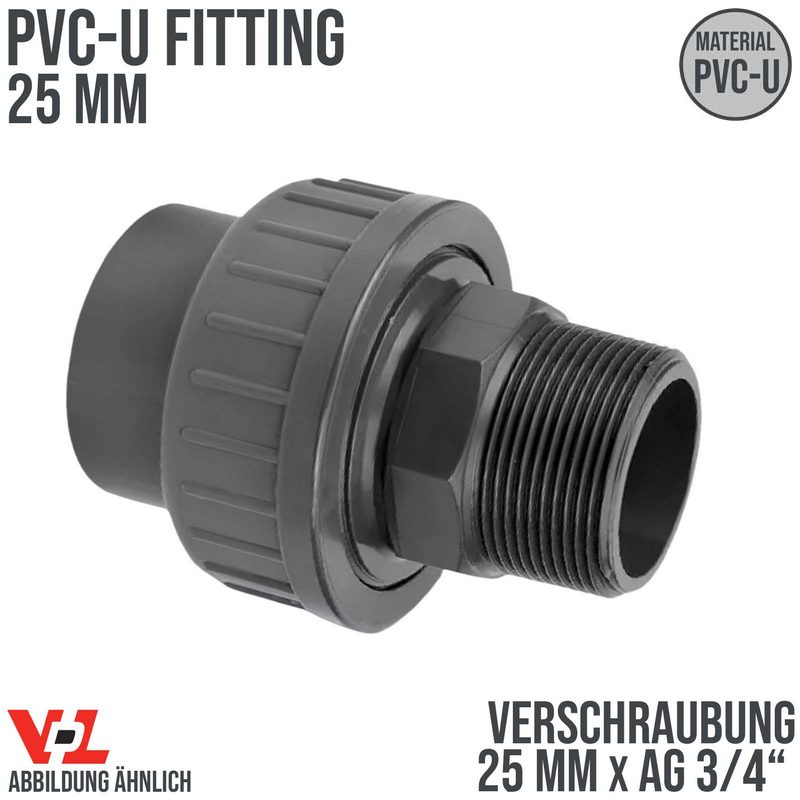 25 mm VDL PVC Klebe Fitting Verschraubung Außengewinde AG 25 mm x 3/4" - PN 16 bar
