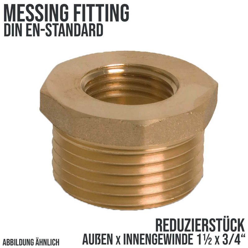 1 1/2" x 3/4" Reduzier Stück Nr. 241 Außen x Innengewinde AG x IG Messing Fittings PN 30 bar