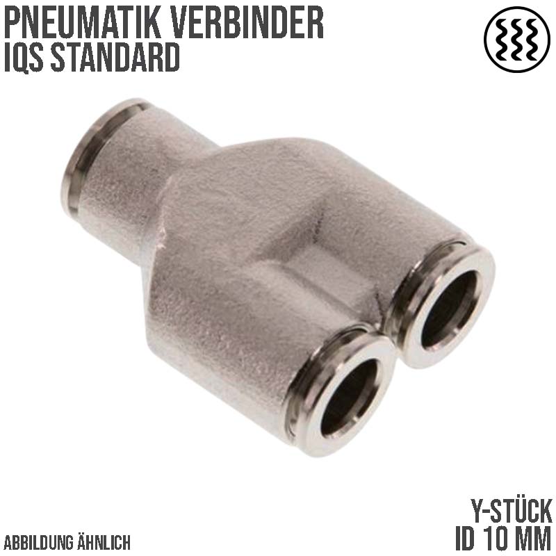10 mm Pneumatik Schnell Steck Verbinder IQS Y-Stück MSV Messing PA PU Schlauch - PN 16 bar