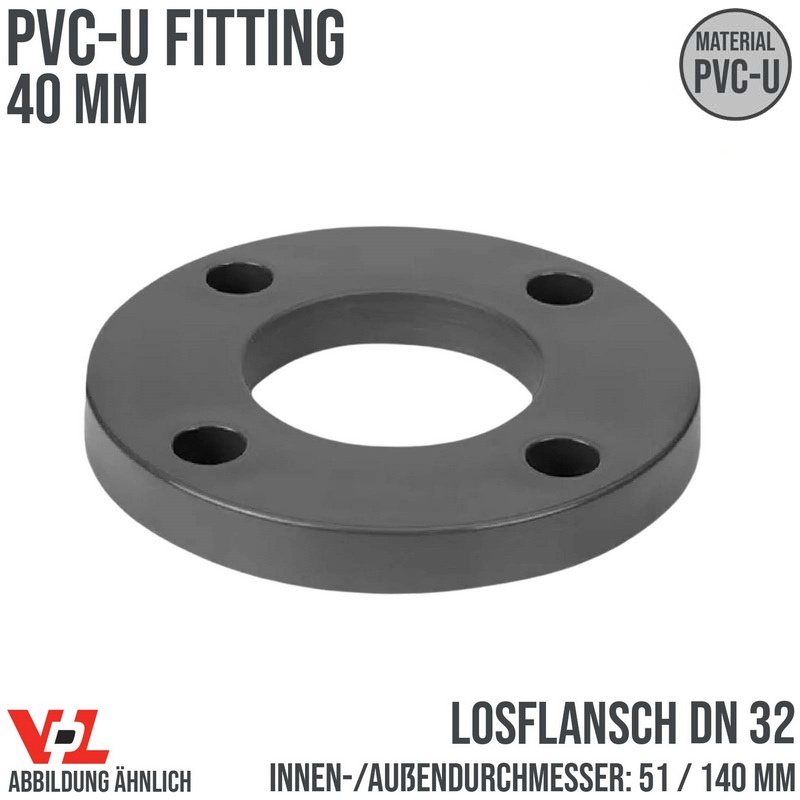 40 mm VDL PVC Klebe Fitting Los Flansch DN 32 - ID 51 mm / AD 140 mm - PN 10 bar