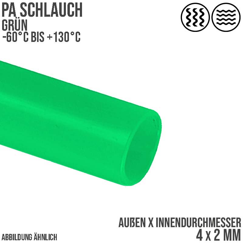 4 x 2 mm Polyamid PA Pneumatik Schlauch grün - PN 44 bar