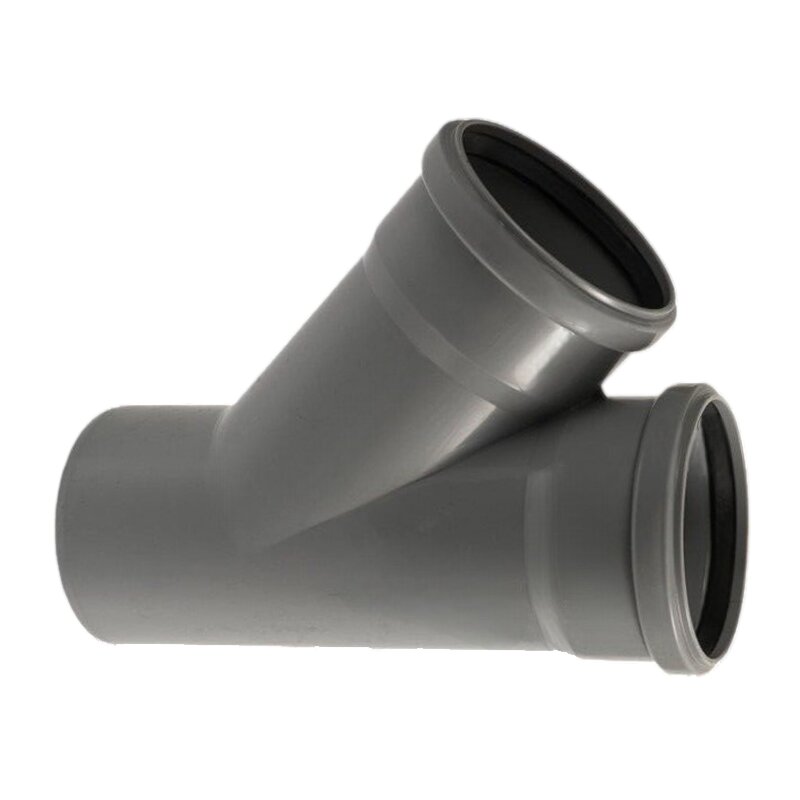 110 mm PP T-Stück 45° Abzweig Abfluß Abwasser HT KG Rohr Steckmuffe x Stutzen grau