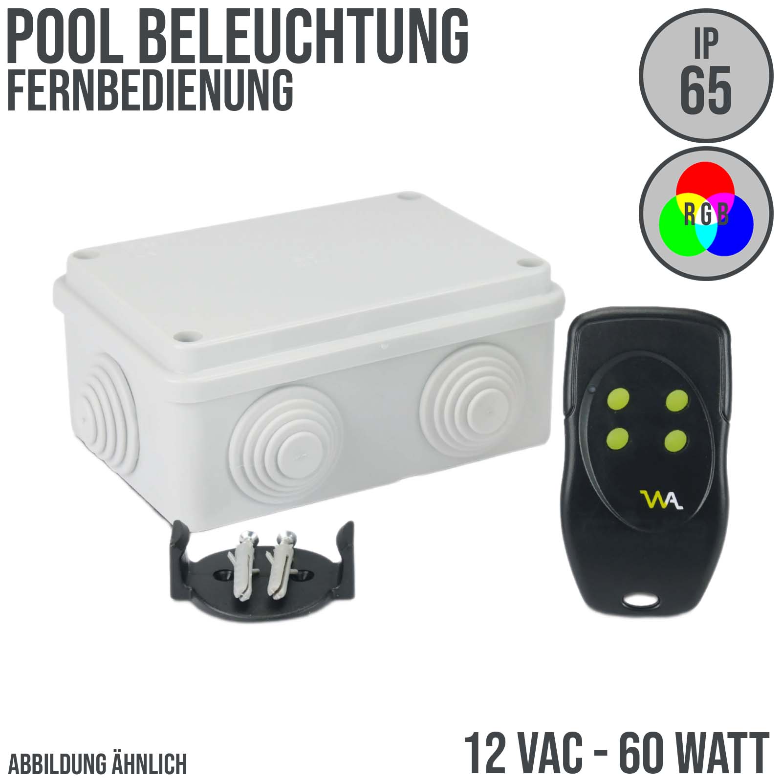 Fernbedienung LED / RGB für 12 VAC Unterwasser Pool Schwimmband Leuchten - 60 Watt - IP 65