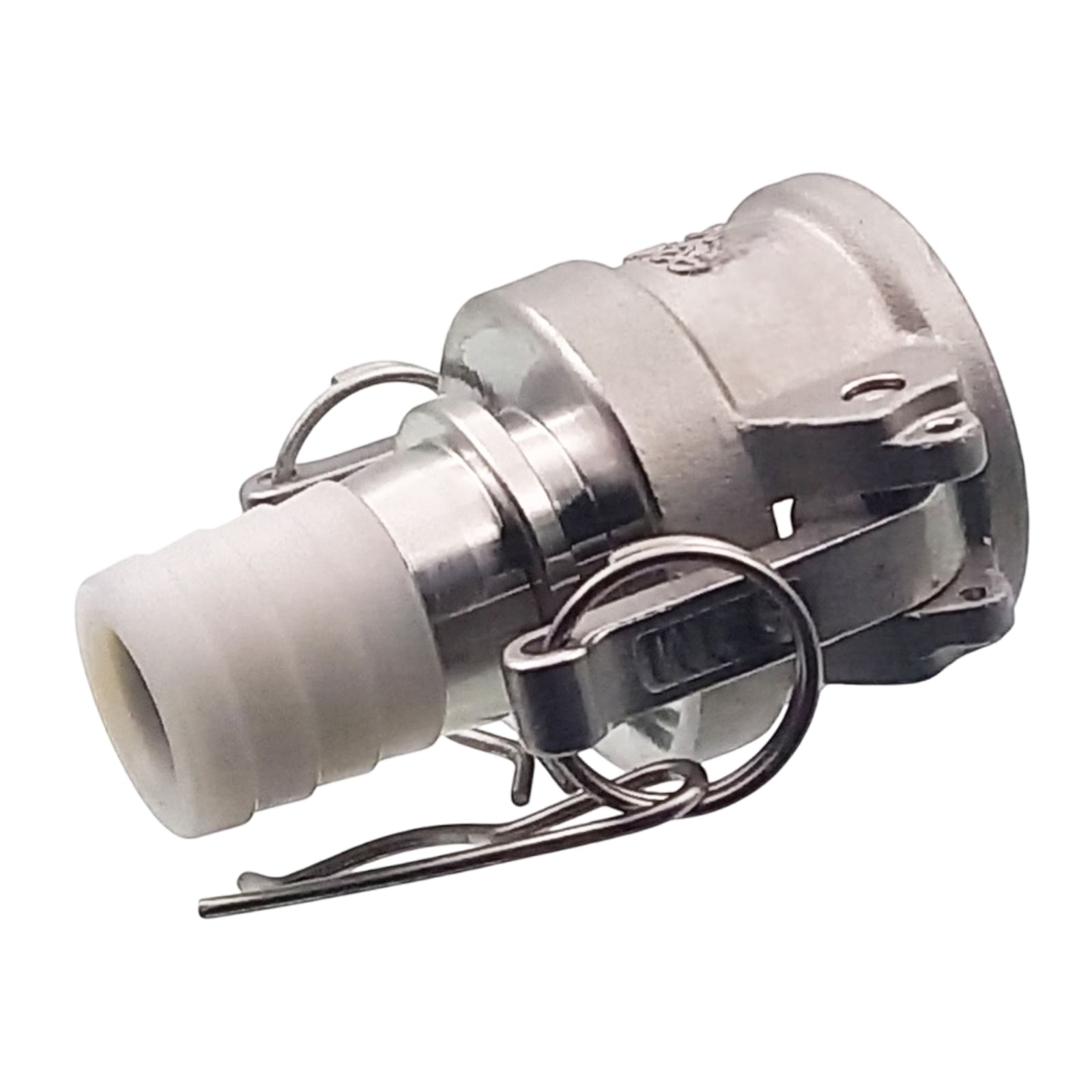 Kamlock Typ C - Mutterteil (36,7 mm) Edelstahl V2A (AISI 316) -> gerillter Stutzen DN 25 mm PFA beschichtet - PN 25 bar