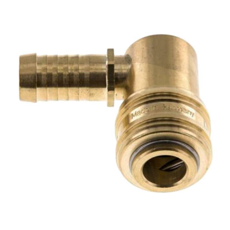 6 mm Druckluft Kupplung Dose Schnell Schlauch Winkel 90° Tülle Messing NW 7,2 LW - PN 35 bar