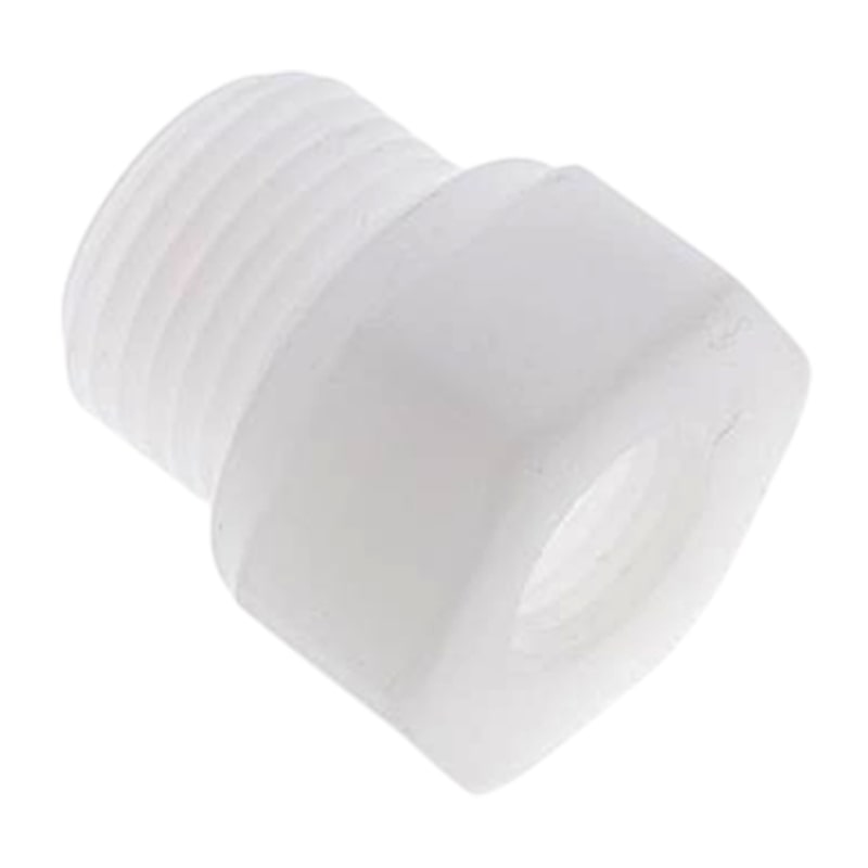 1/2" x 1/4" PP Gewinde Fitting FDA Reduzier Nippel Außen x Innengewinde Verbinder weiß - PN 10 bar