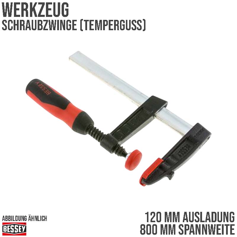 800 mm Spannweite Temperguss Schraubzwinge - 120 mm Ausladung Bessey
