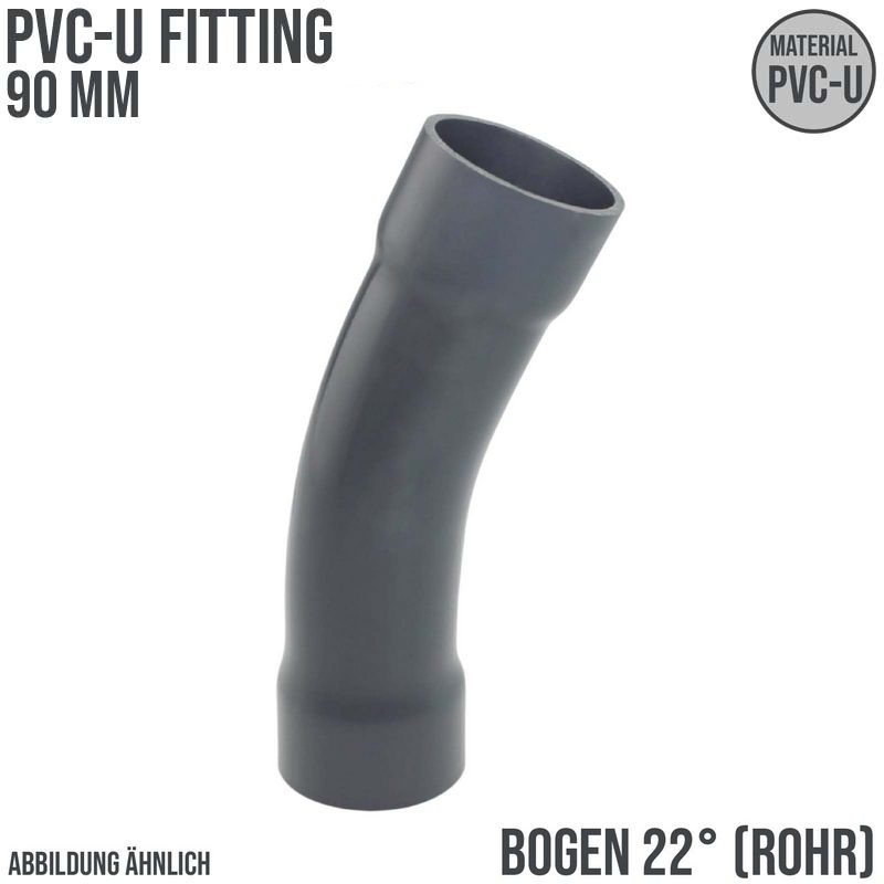 90 mm PVC Klebe Fitting Bogen Winkel 22° (Rohr) Muffe Verbinder - PN 10 bar