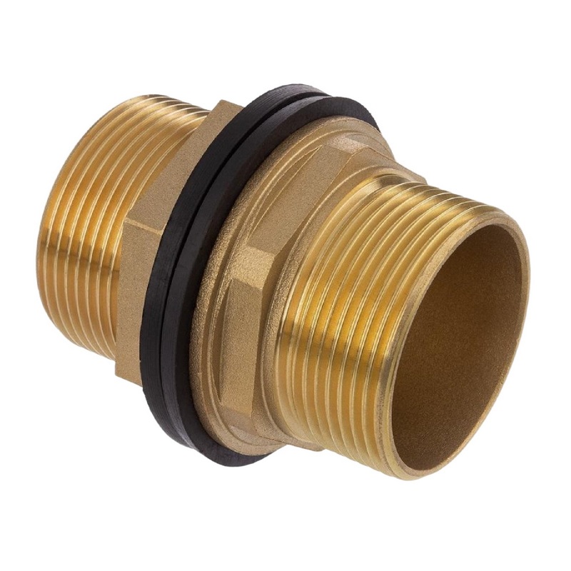 2" Tank Regen Tonnen Durchführung Connector Messing 2-fach Außengewinde  - PN 16 bar