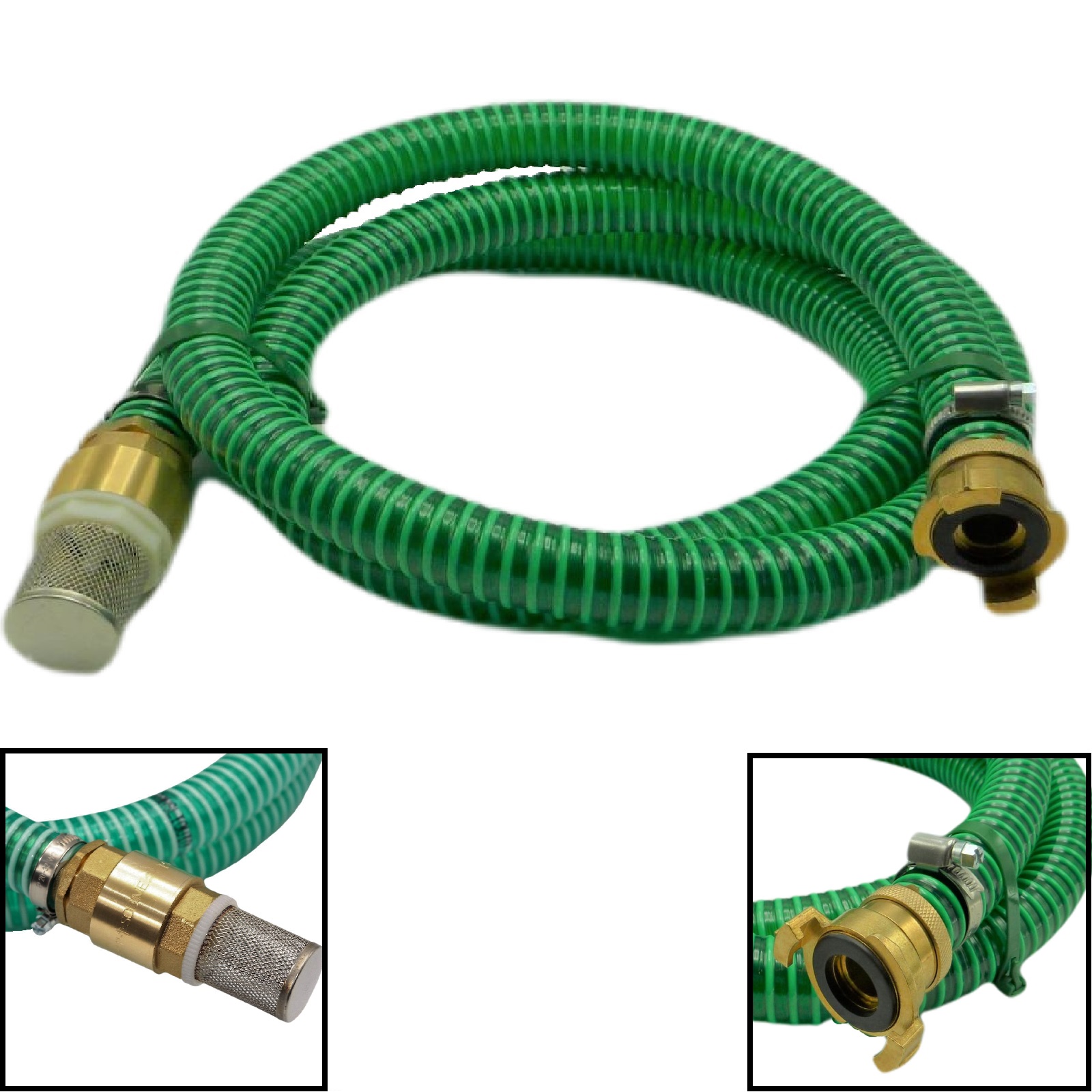 25 mm 1" Zoll Ansaug Saug Schlauch Pumpen Garnitur PROFI Schnellkupplung grün - 20 m