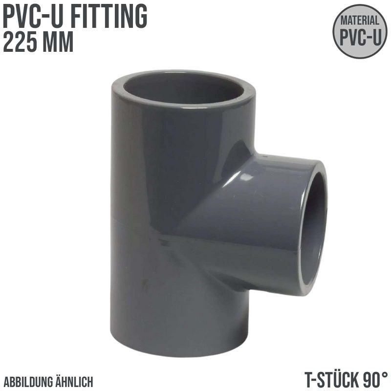 225 mm PVC Klebe Fitting T-Stück 90° Winkel Muffe Verbinder - PN 10 bar