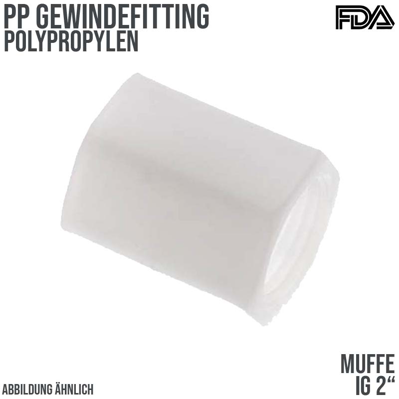 2" PP Gewinde Fitting FDA Muffe 2-fach Innengewinde Verbinder beige - PN 10 bar