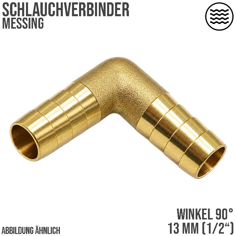 13 mm - 1/2" Zoll 90° Grad Winkel Schlauch Verbinder Verteiler Tülle Kupplung Reparatur Messing PN 10 bar