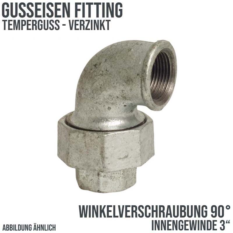 3" Gusseisen Temperguss Fitting Nr. 96 Winkelverschraubung 90° Innengewinde IG DVGW PN 25 bar
