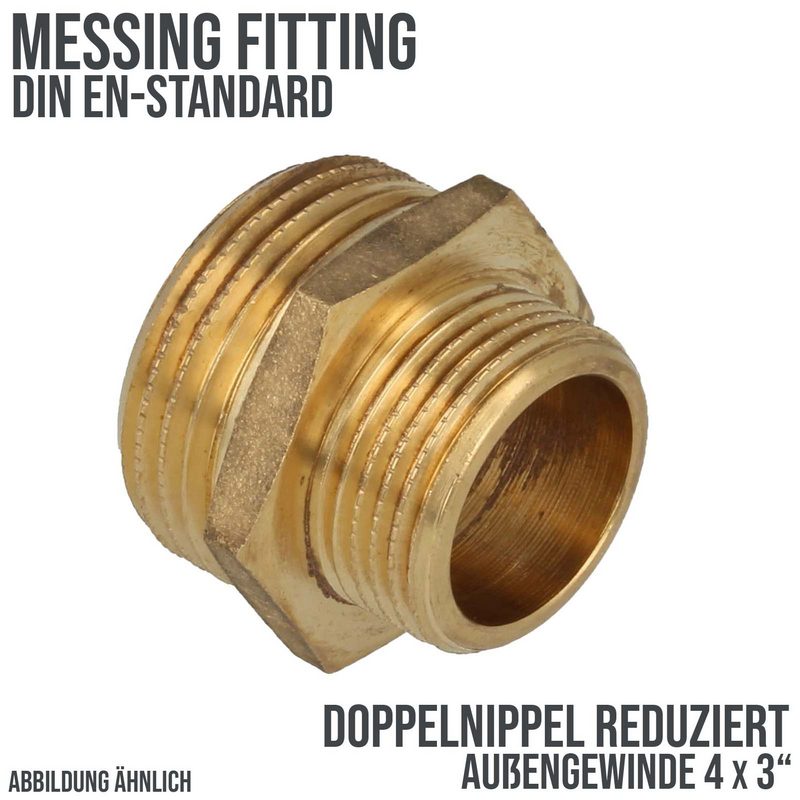 4" x 3" Doppel Nippel Nr. 245 Reduktion Aussen x Aussengewinde AG Messing Fittings PN 10 bar