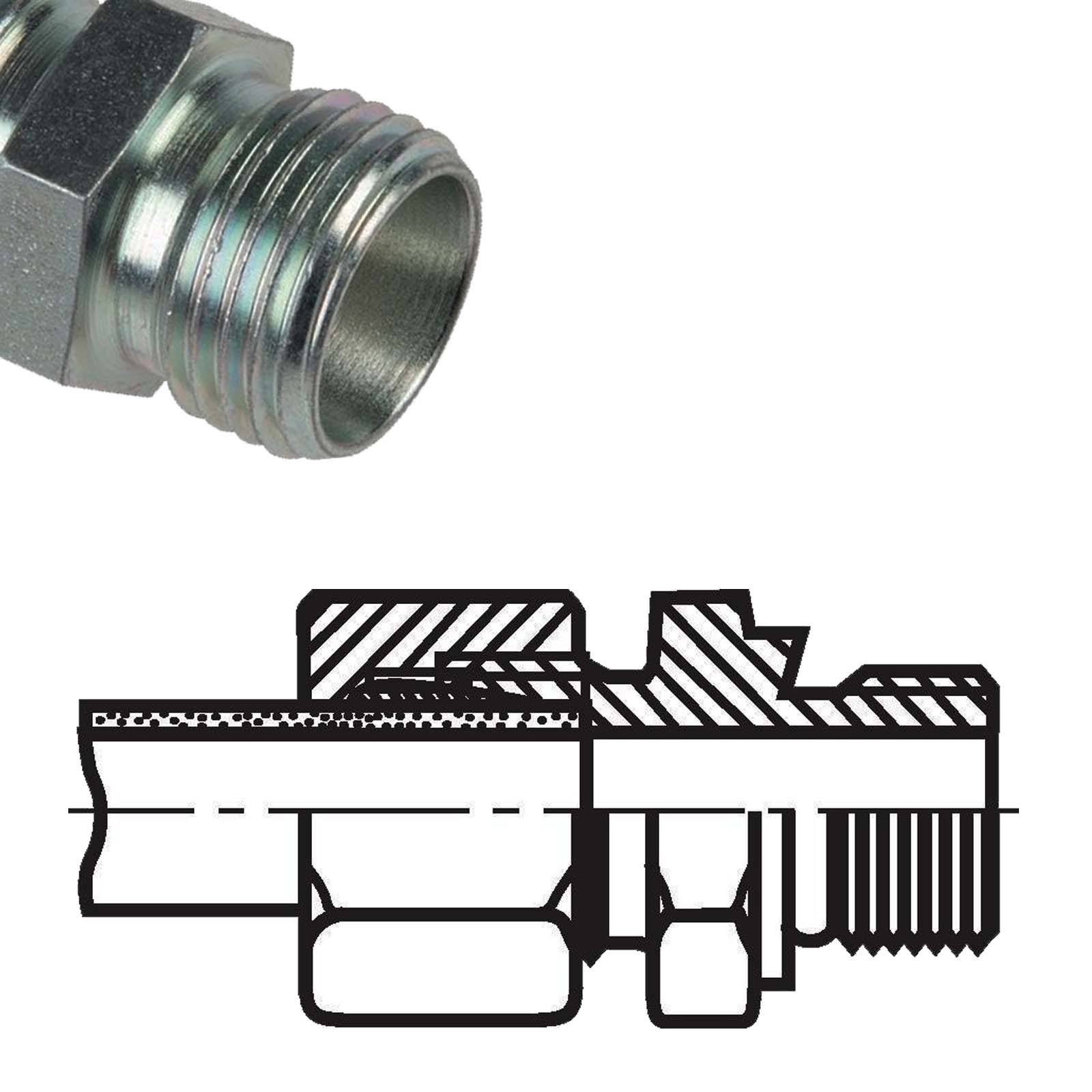 1/2" AG 10 L Schneidring Verschraubung Außengewinde M 16 x 1,5 Stahl verzinkt - PN 315 bar