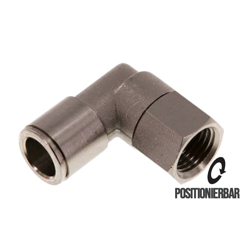 10 mm x 1/4" Pneumatik Steck Verbinder Winkel 90° IQS MSV Messing Innengewinde - PN 16 bar