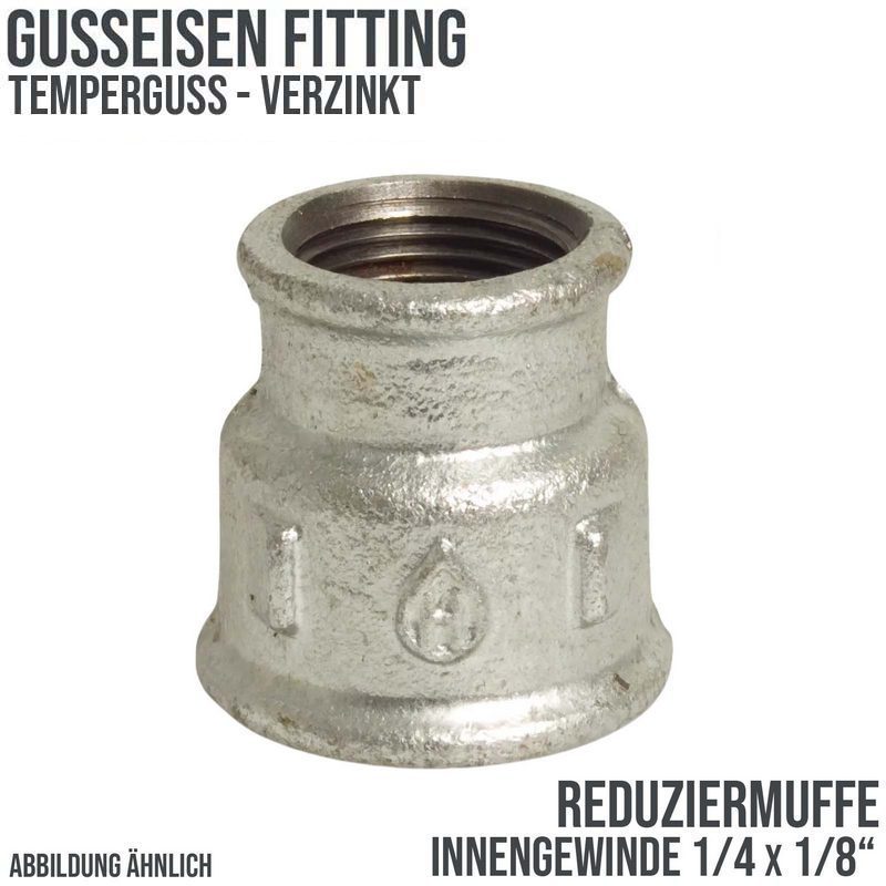 1/4" x 1/8" Gusseisen Temperguss Reduziermuffe Nr. 240 Innengewinde IG PN 25 bar