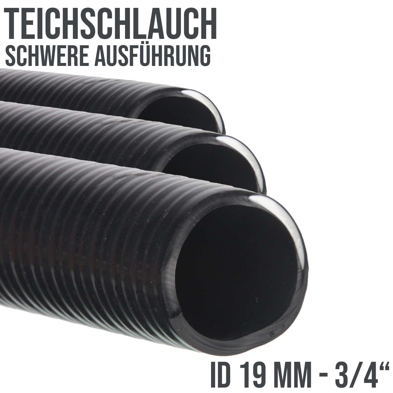 19 mm 3/4" Zoll PROFI Teich Pool Garten Zulauf Ablauf Spiral Saug Schlauch - PN 5 bar 