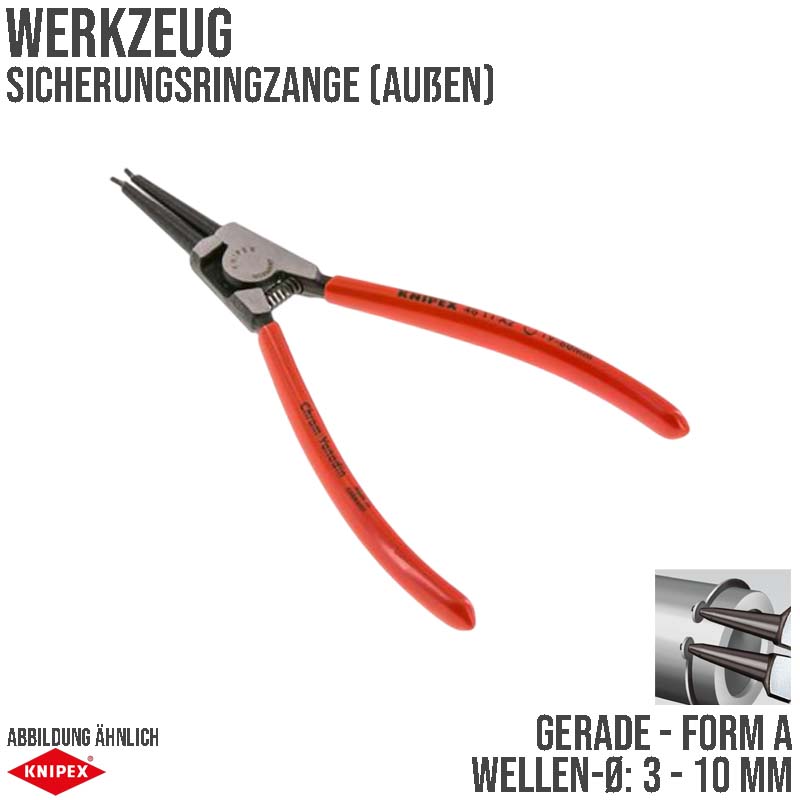 140 mm Sicherungsring Zange außen gerade Form A - A0 Knipex