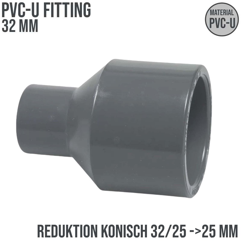 32 x 25 x 25 mm PVC Klebe Fitting Reduktion Reduzierer konisch Muffe Verbinder - PN 16 bar