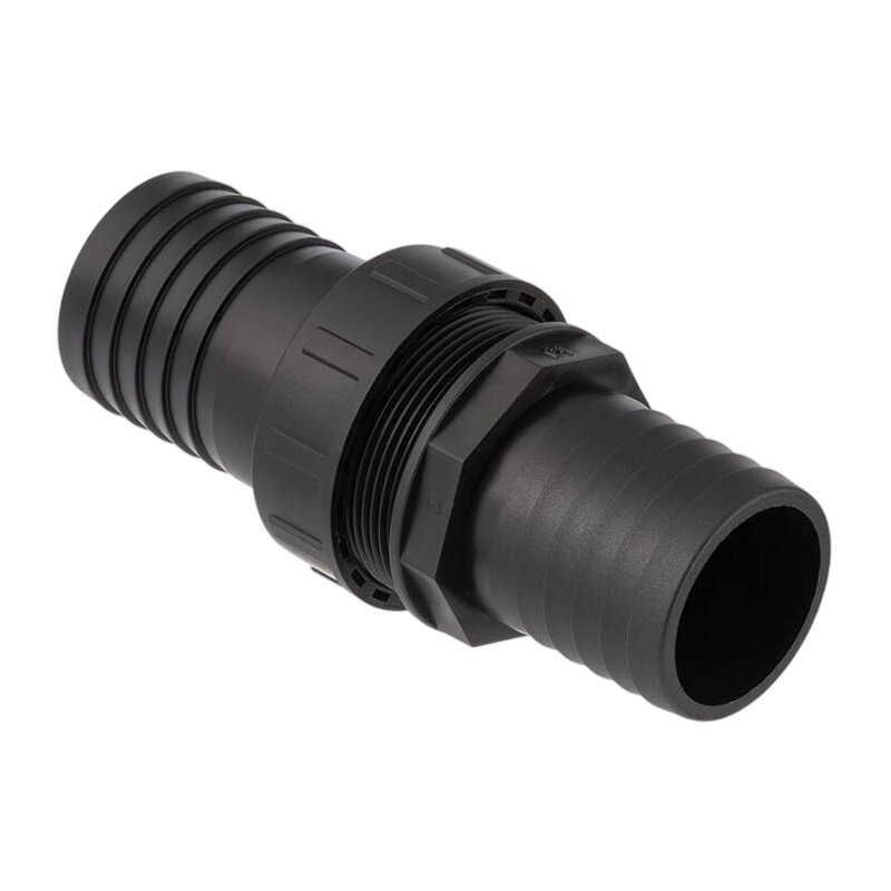 50 mm Schlauch Verschraubung 2-fach Stutzen Tülle Pool Teich Garten PP schwarz - PN 6 bar