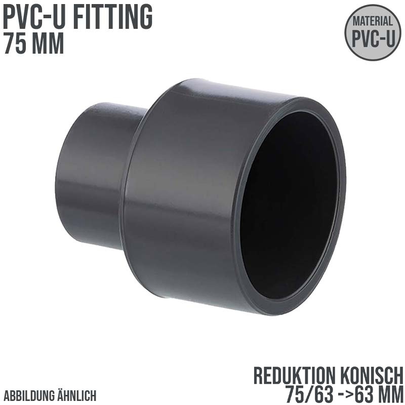 75 x 63 x 52 mm PVC Klebe Fitting Reduktion Reduzierer konisch Muffe Verbinder - PN 16 bar