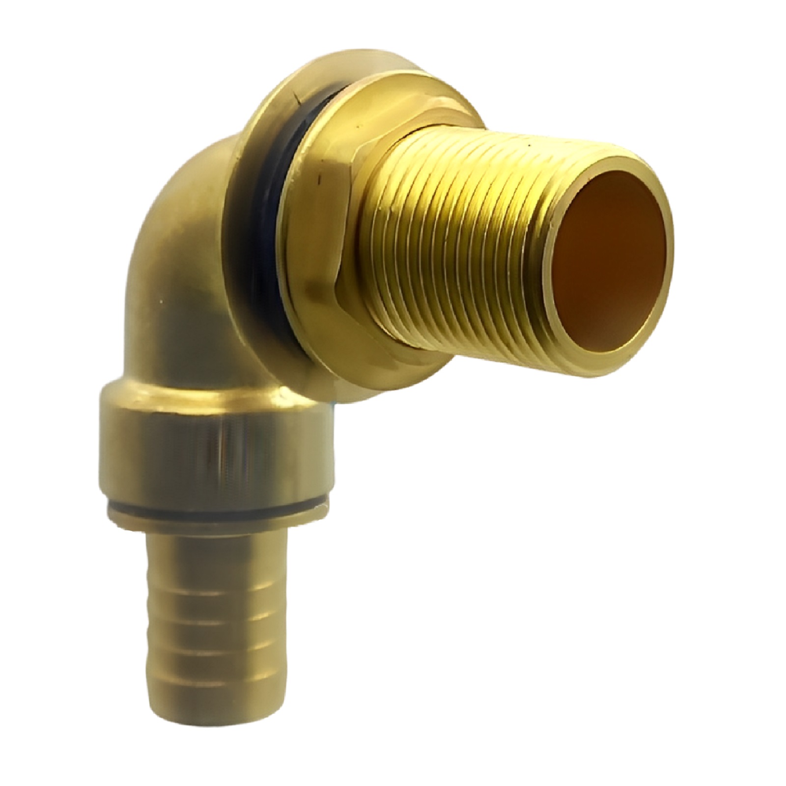 90° Tank Regen Tonnen Durchführung Messing Schlauch Tülle Stutzen 19mm (3/4") - Anschuss Set PN 10 bar