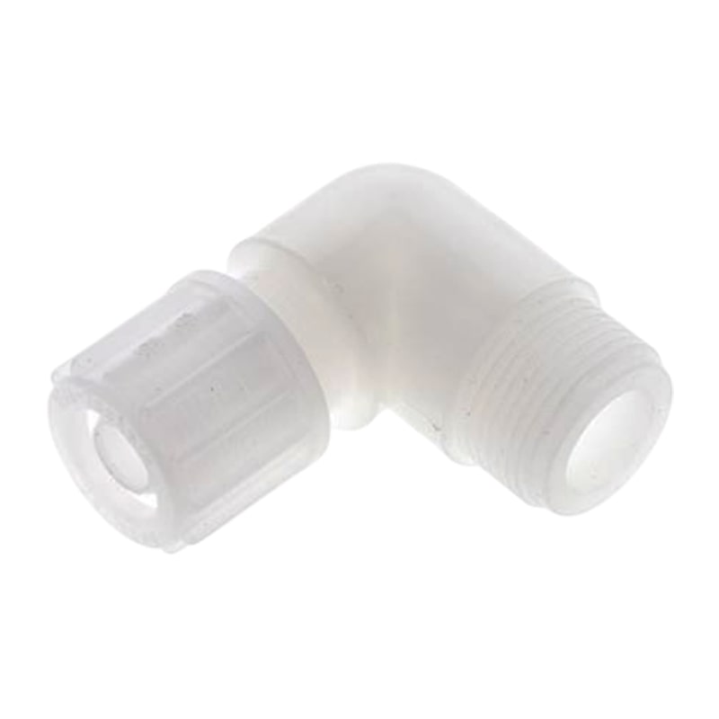 20 x 13 mm x 1/2" Winkel 90° Außengewinde TX Fitting Gewebe Schlauch Verbinder FDA PVDF weiß - PN 10 bar