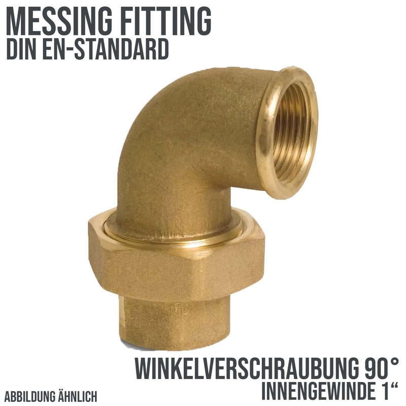 1" Winkelverschraubung 90° Nr. 96 Innen x Innengewinde IG Messing Fittings PN 40 bar