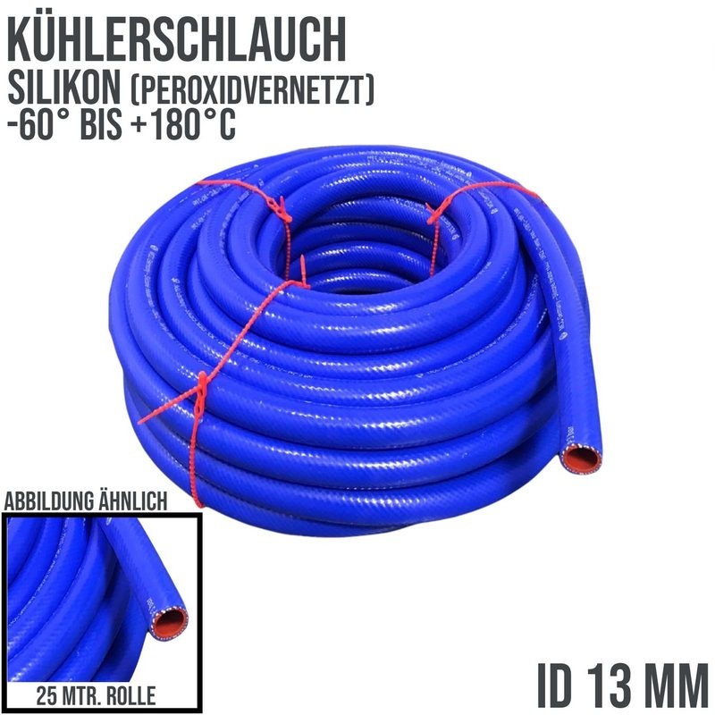 13 x 21 mm Kühlerschlauch Silikon LLK Ladeluft Kühlmittel Schlauch blau/rot PN 5 bar - 25 m