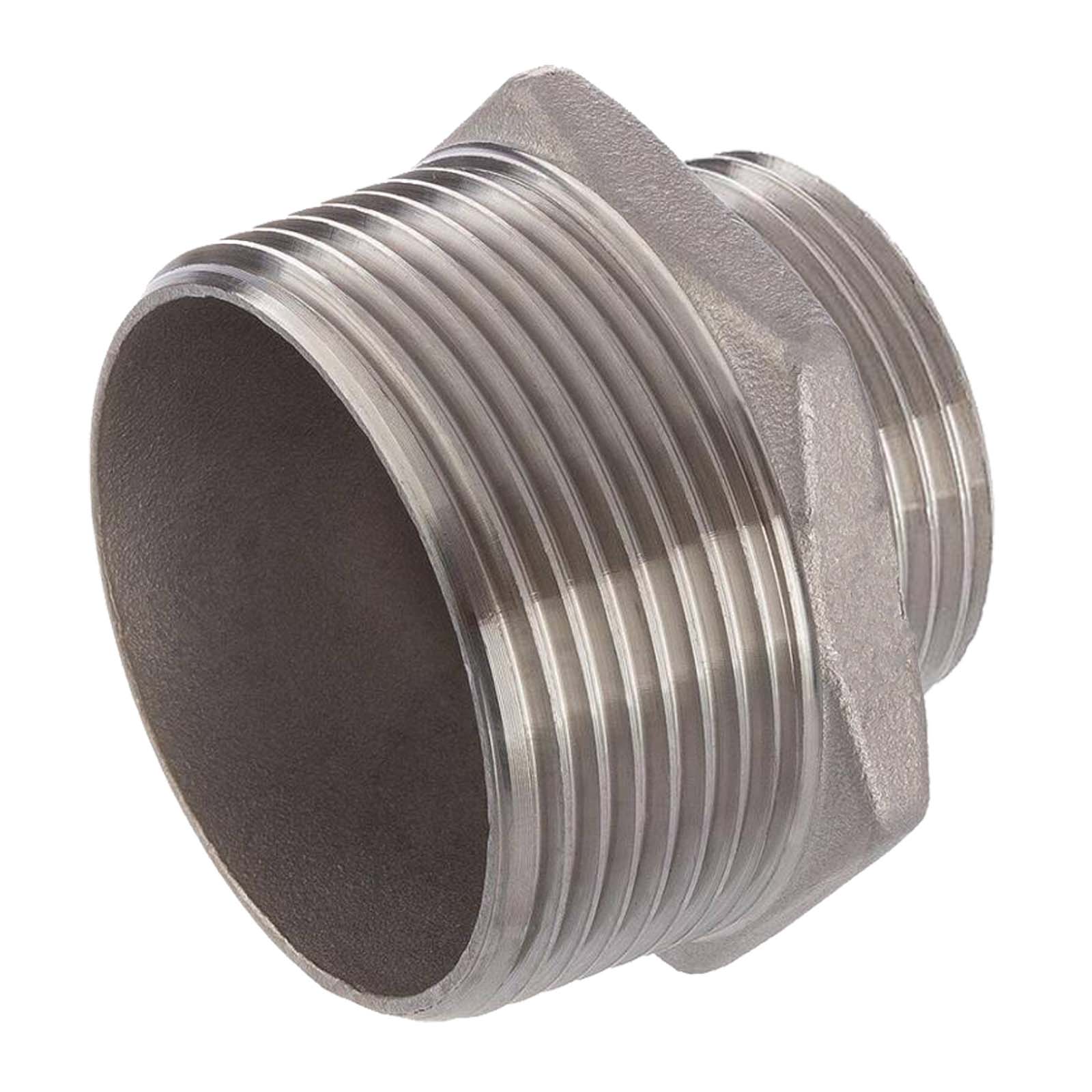 2 1/2" Edelstahl Fitting V4A AISI 316 Nr. 245 - Reduktionsnippel Außen x Außengewinde AG - 2 1/2" x 2" - PN 16 bar