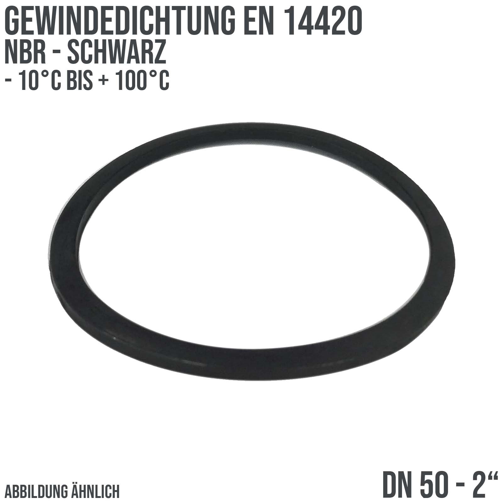 2" Zoll Gewindedichtung EN 14420 NBR schwarz DN 50