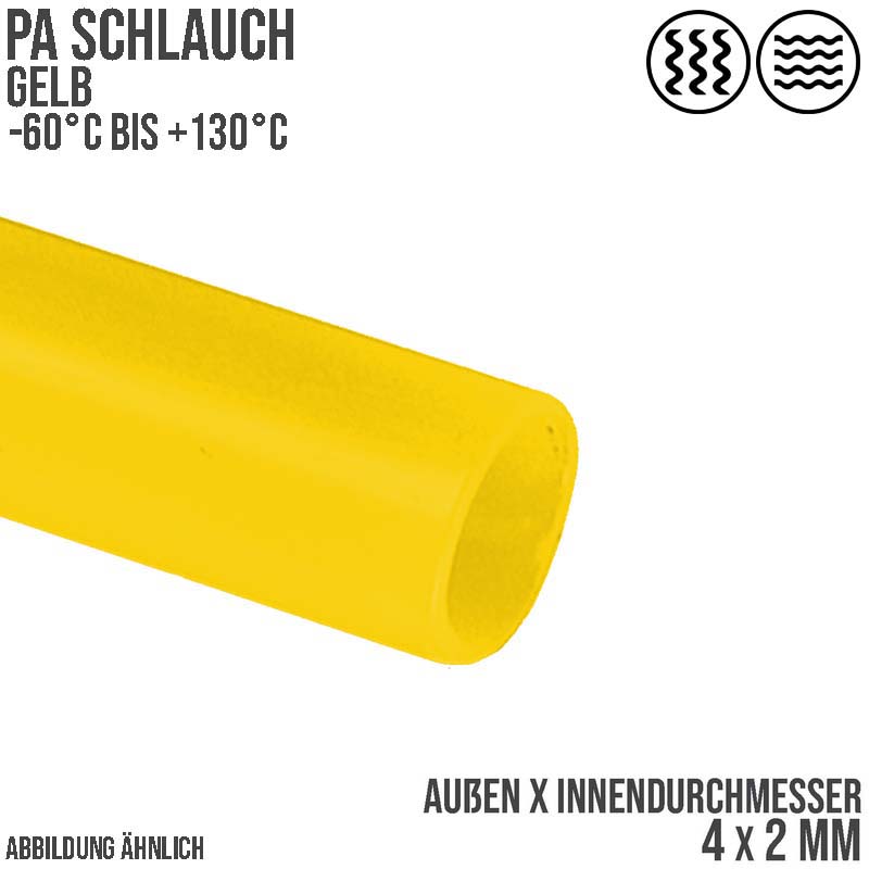 4 x 2 mm Polyamid PA Pneumatik Schlauch gelb - PN 44 bar