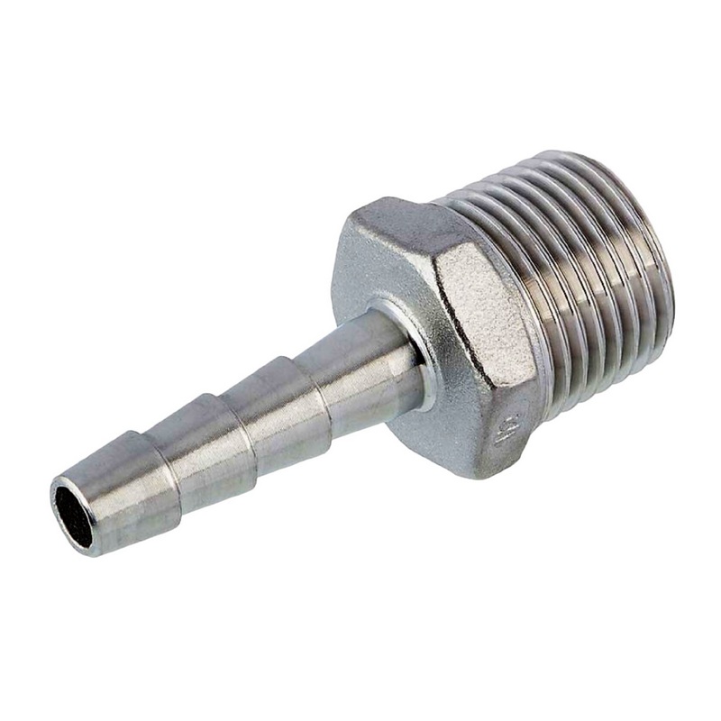 9 mm x 1/2" Zoll Schlauch Tülle Stutzen Außengewinde AG Nippel Edelstahl AISI 316 VA  Fitting - PN 20 bar