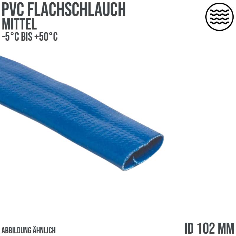102mm PVC Flach Schlauch Grund Wasser Enwässerung mittel blau PN 5 bar - 100m